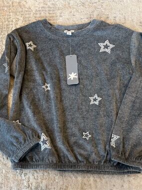 Splendid Gray Star Studded Girls Sweatshirt